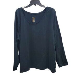 Mossimo Woman's Black Basic Long Sleeve V-Neck Tee T-shirt Top Plus Size 28W/30W